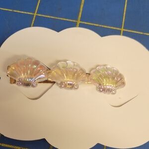 Beach Shell Gold Tone 2.5" Hair Barette NWT